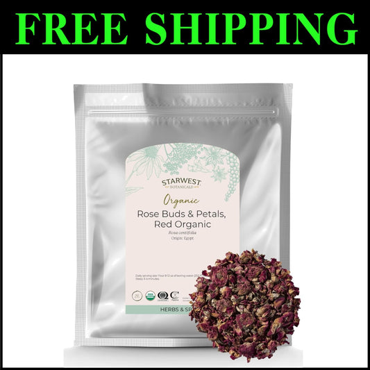 Kosher Certified Organic Red Rose Buds – 1 lb Culinary Flower for Baking & Soaps