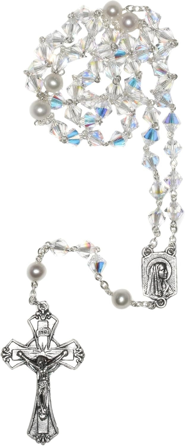Austrian Crystal Rosary for April Birthdays - Elegant Catholic Prayer Accessory