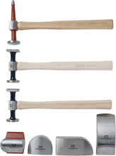 Load image into Gallery viewer, Versatile 7 Pc. Hammer and Dolly Set with Hickory Handles for Dent Removal