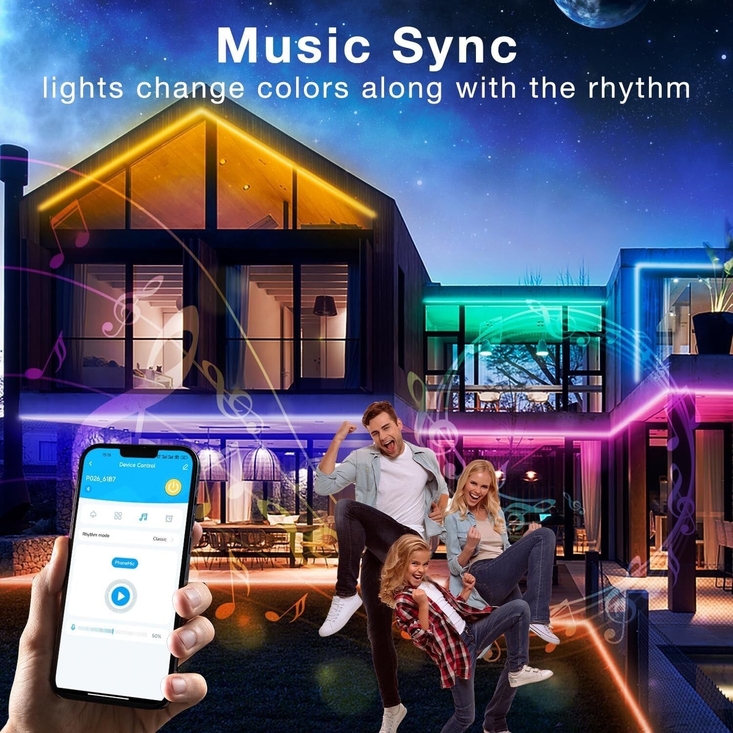 Dimmable 100ft LED Light Strips for Outdoor Use, Waterproof with Timer Features