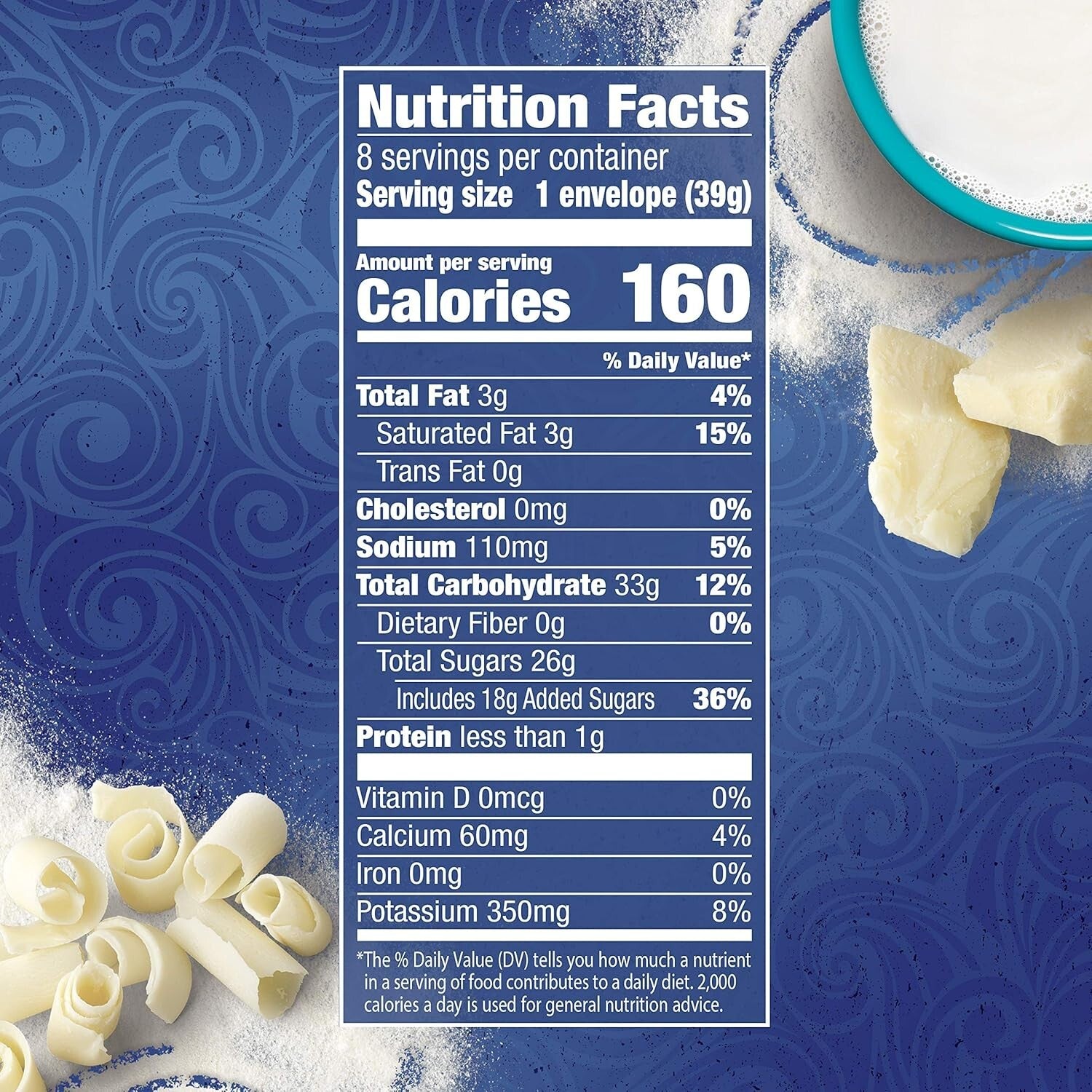 Creamy White Chocolate Hot Drink Mix - 12 Packs x 8 Count - 99.9% Caffeine Free