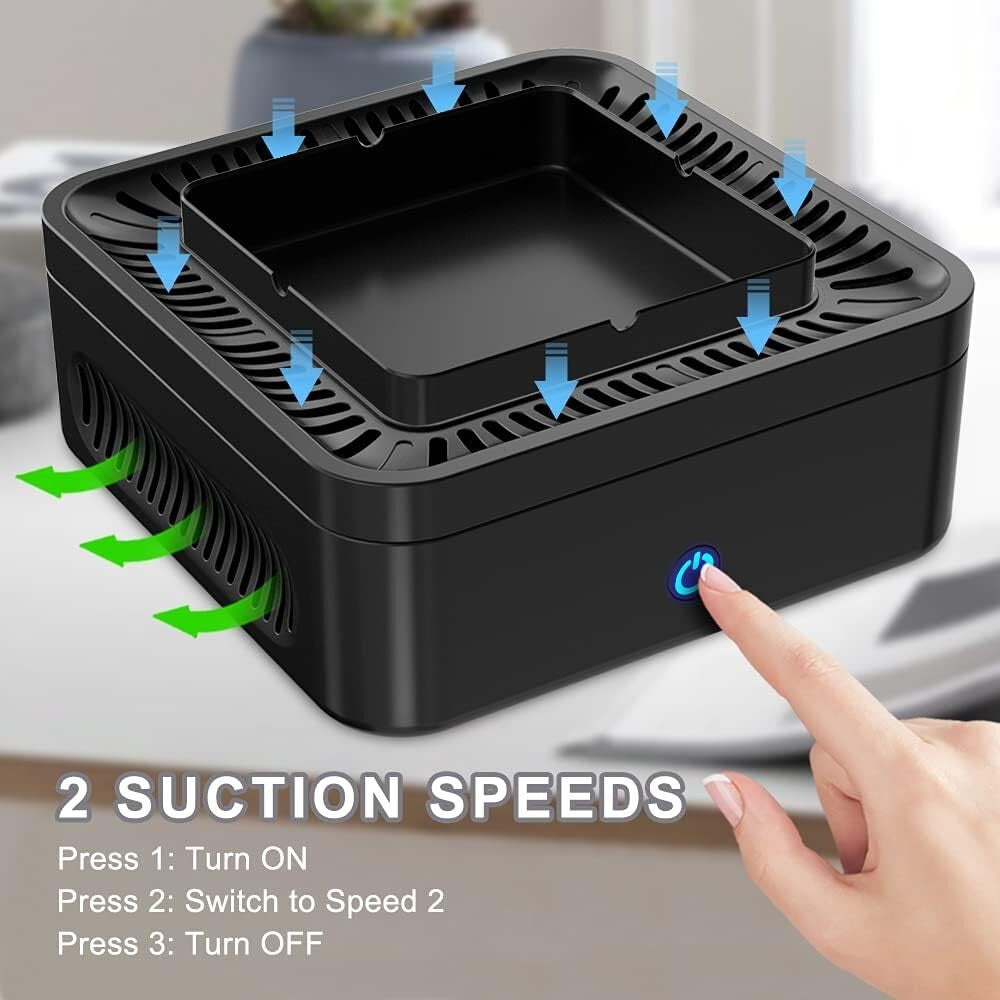 High-Performance Smokeless Ashtray with 4-Groove Design - Ideal for Home and Car