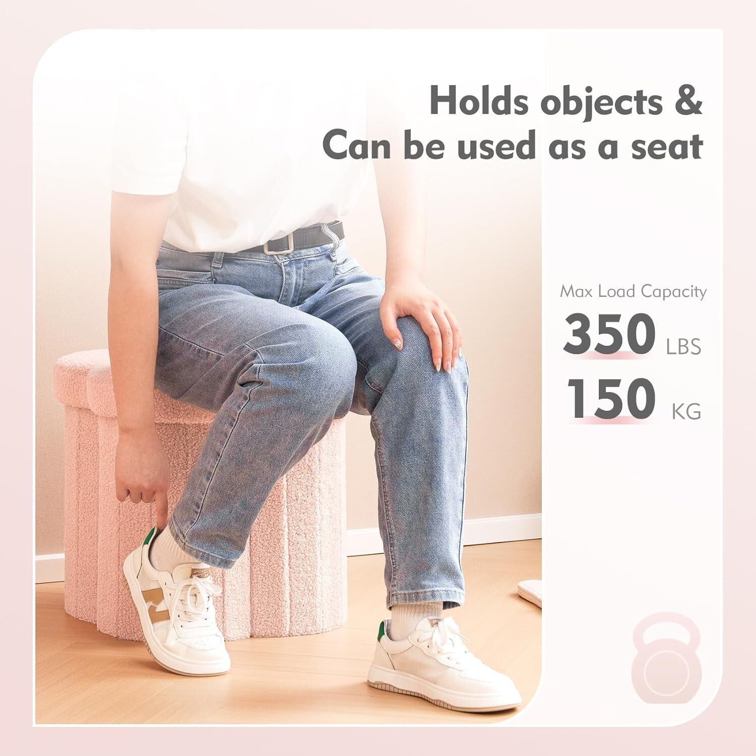 Elegant Boucle Footrest with Hidden Storage - 15" Flower-Shaped Cube Ottoman