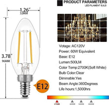 Load image into Gallery viewer, Dimmable Soft White LED Bulbs B10, 60W Equivalent - Elegant Chandelier Lighting