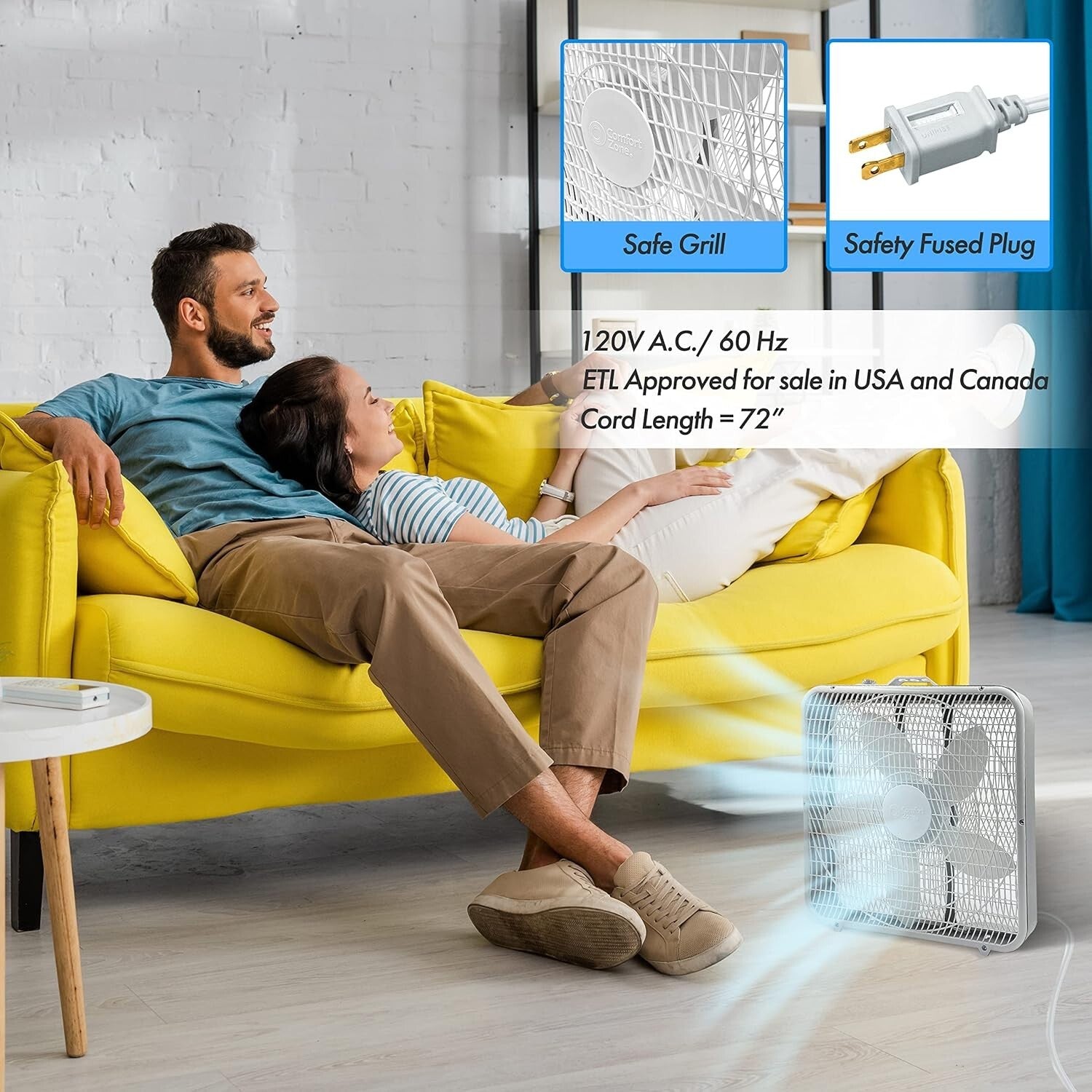 3-Speed Box Fan with High Capacity Airflow - Ideal for Garages and Bedrooms