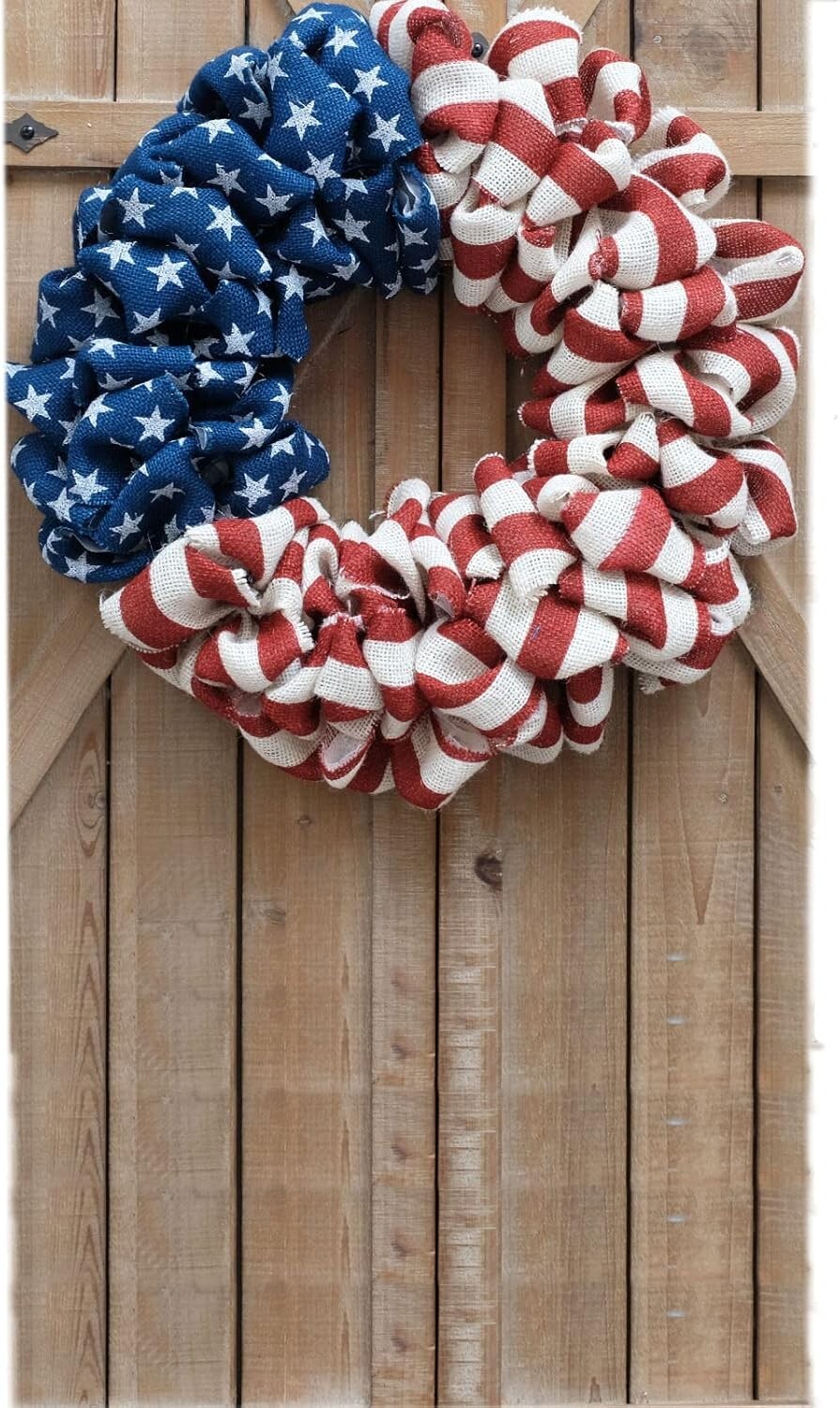 20-Inch Patriotic Burlap Wreath – Handcrafted 4th of July & Memorial Day Decor