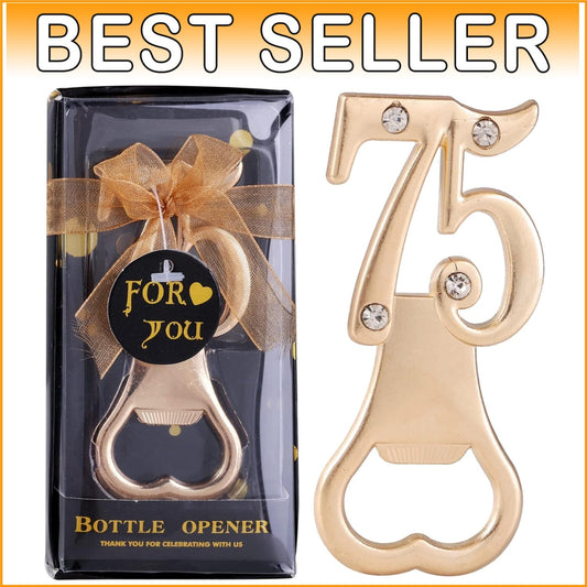 36-Pack Gold Rhinestone Bottle Openers for 75th Birthday & Anniversary Parties