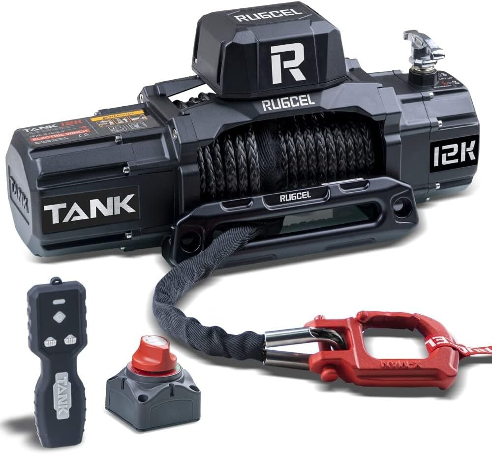 12000lb Waterproof Electric Winch with Synthetic Rope & 2-in-1 Remote Control