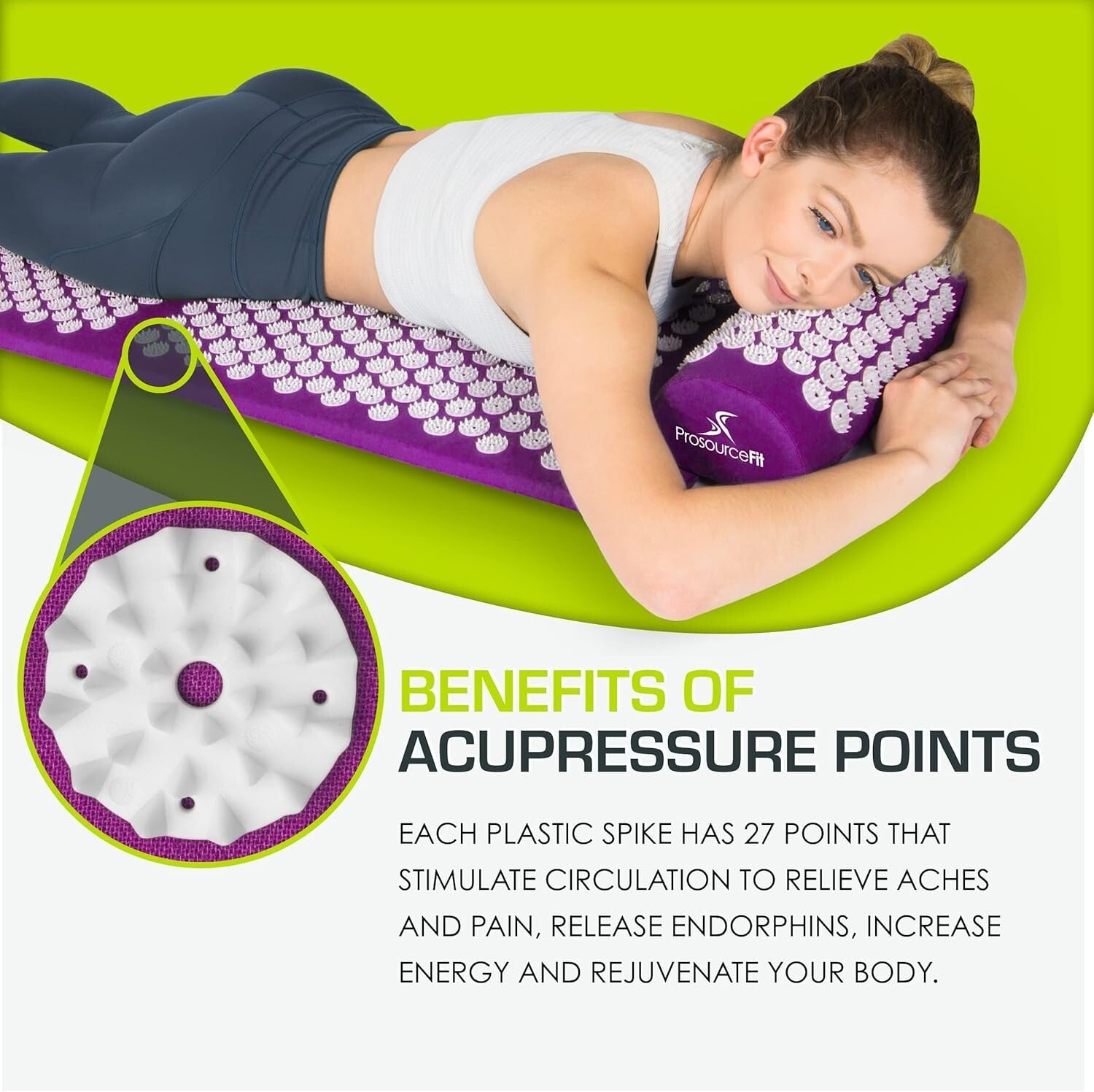 Extra Large Acupressure Mat and Pillow Set for Muscle Relaxation - Eco-Friendly