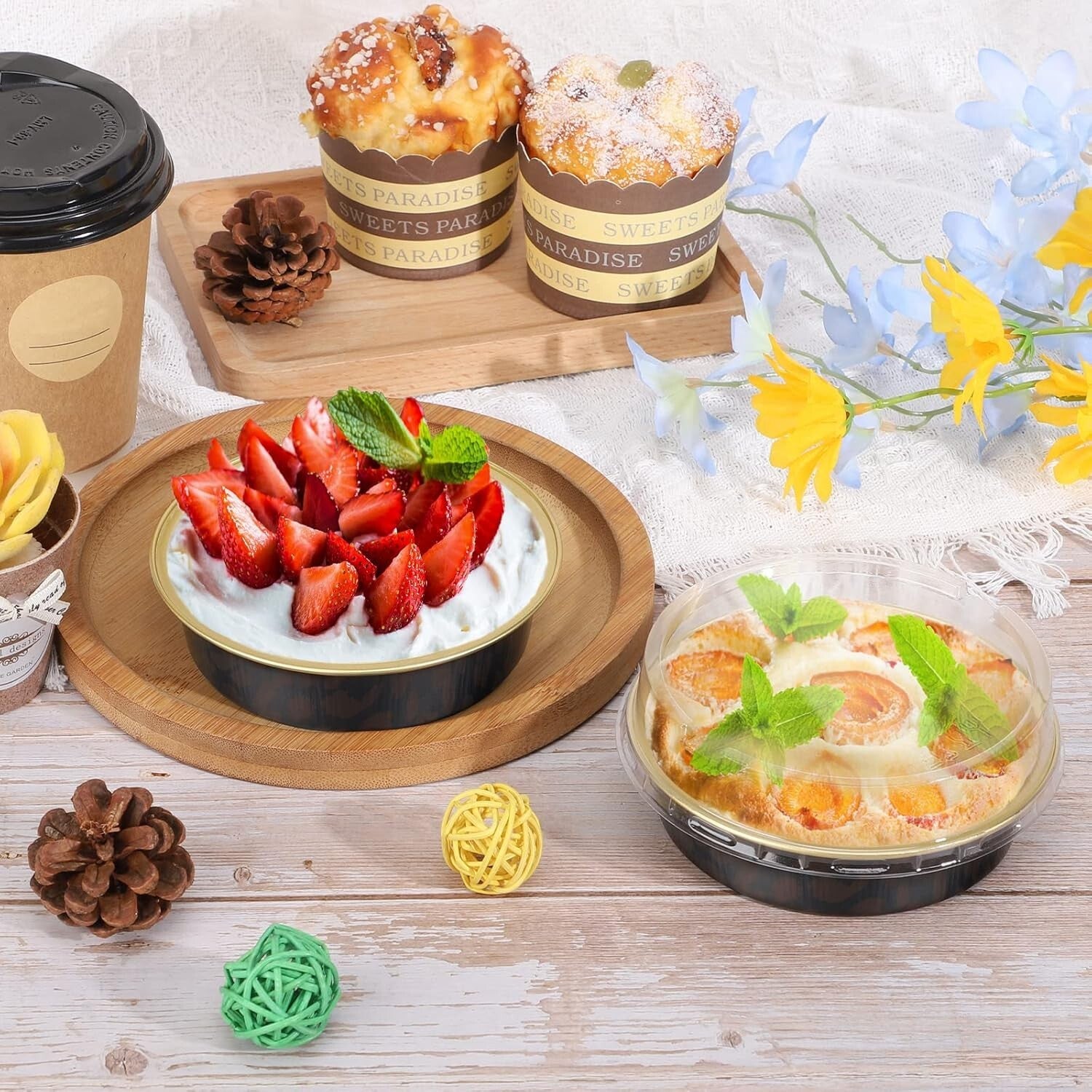 Dark Red Spot Round 4-Inch Aluminum Pans with Lids - Ideal for All Occasions