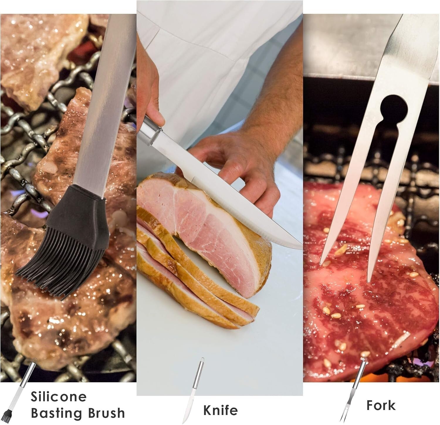 Durable 32-Piece Grill Tool Set with Silicone-Handled Utensils & Portable Case