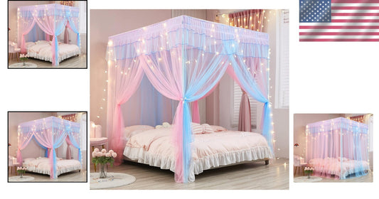 Charming Rainbow Princess Canopy Bed Curtains - Easy Setup & Fun Accessories