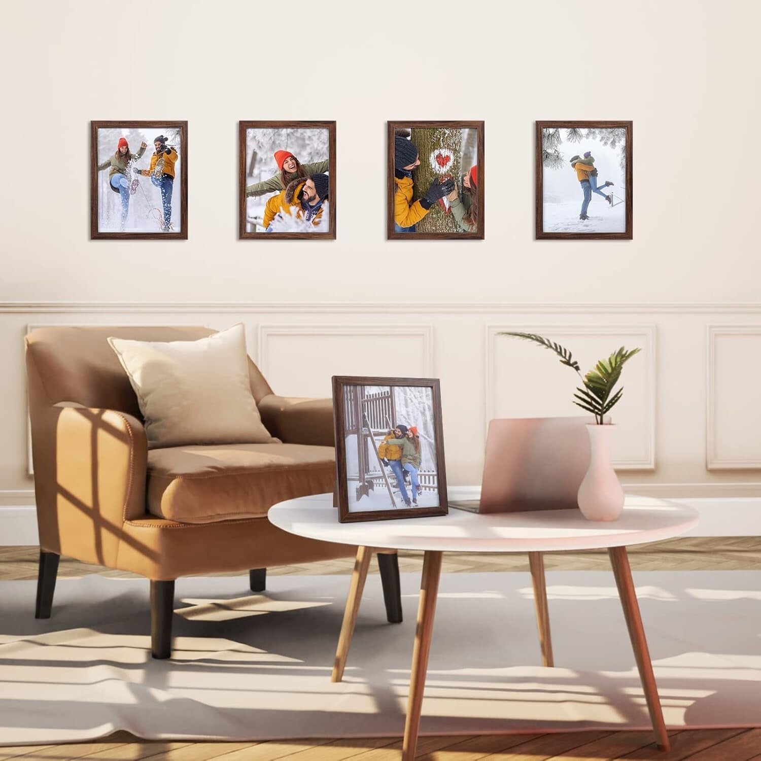 Elegant 12-Pack of 8x10 Rustic Picture Frames - Wall or Tabletop Mount