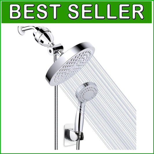 Chrome Plated High Pressure Shower Head & Handheld Filter Combo with 60'' Hose