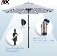 Load image into Gallery viewer, Stylish 11FT Solar Patio Umbrella with 32 Durable LED Lights for Outdoor Fun