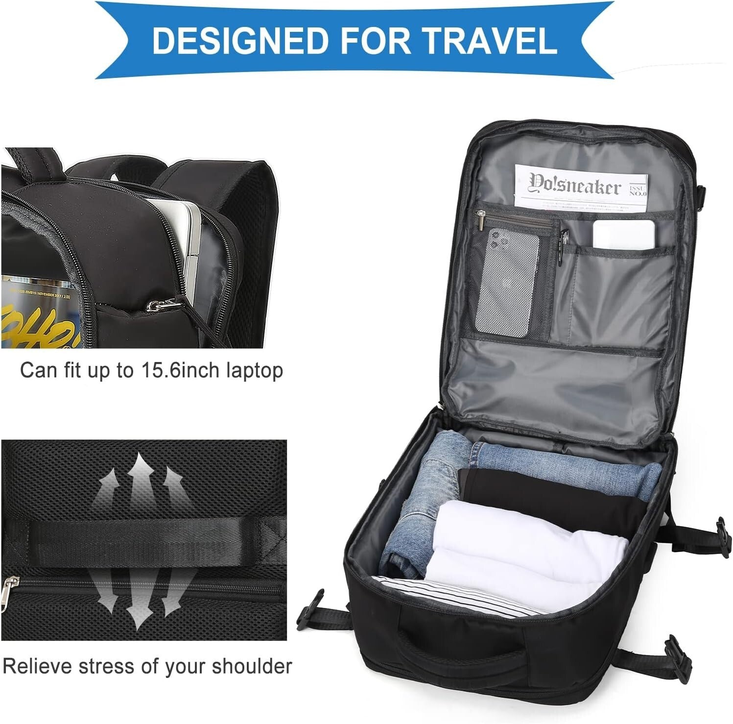 Large Waterproof Travel Backpack with USB Port & Anti-Theft Pocket - Xx-Large