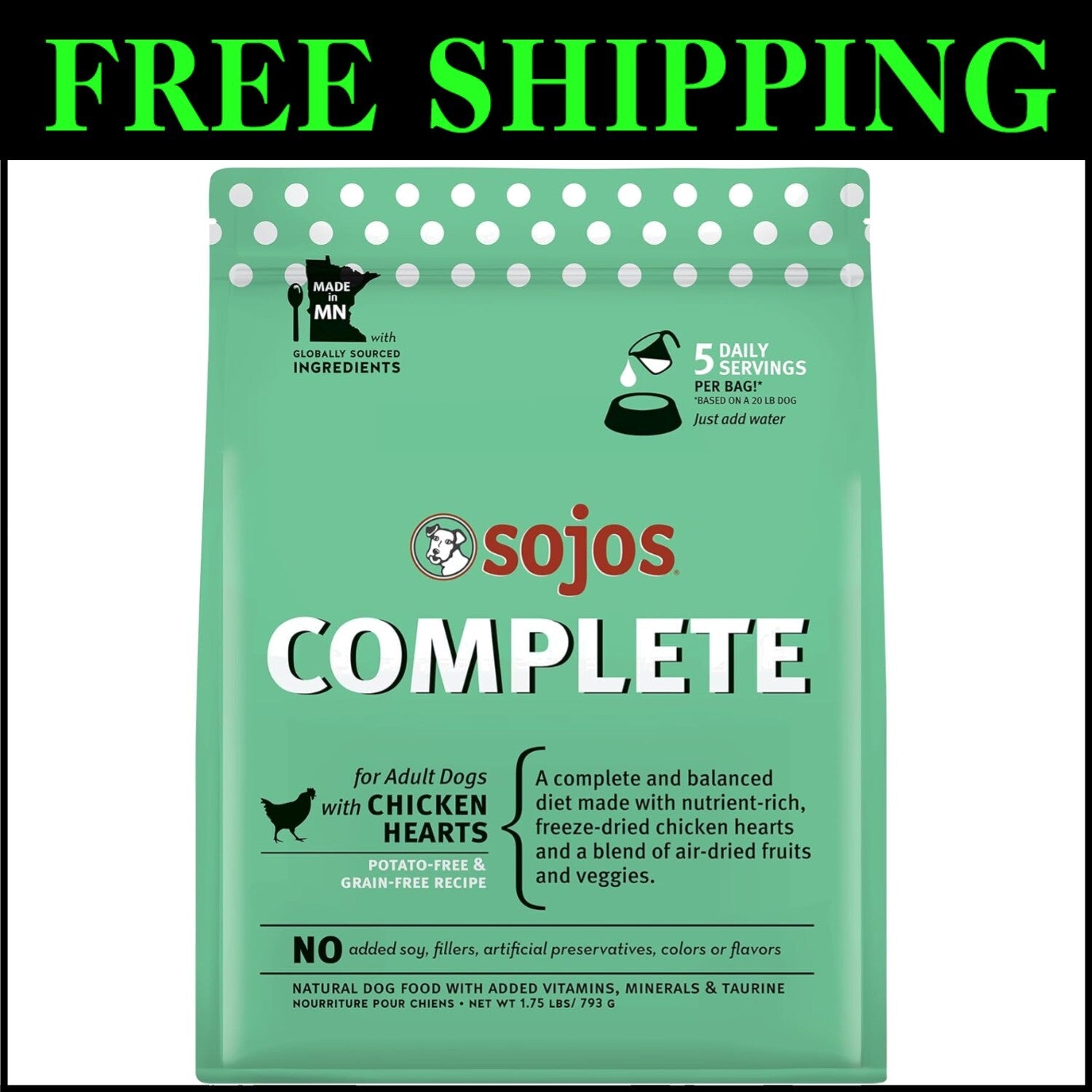 Healthy 1.75 lb Chicken Dehydrated Dog Food - Grain-Free & Ready in Minutes