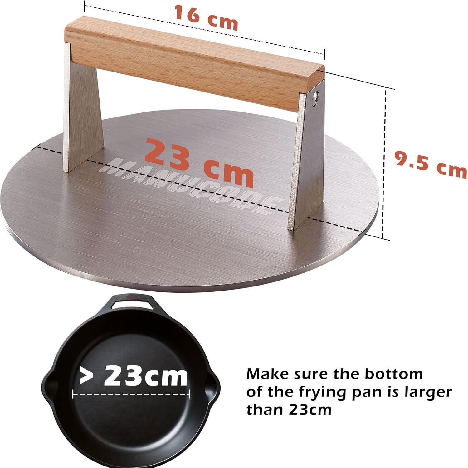 9-Inch Grill Press: Searing Panini, Steak & Chicken with Ease - Safety Handle