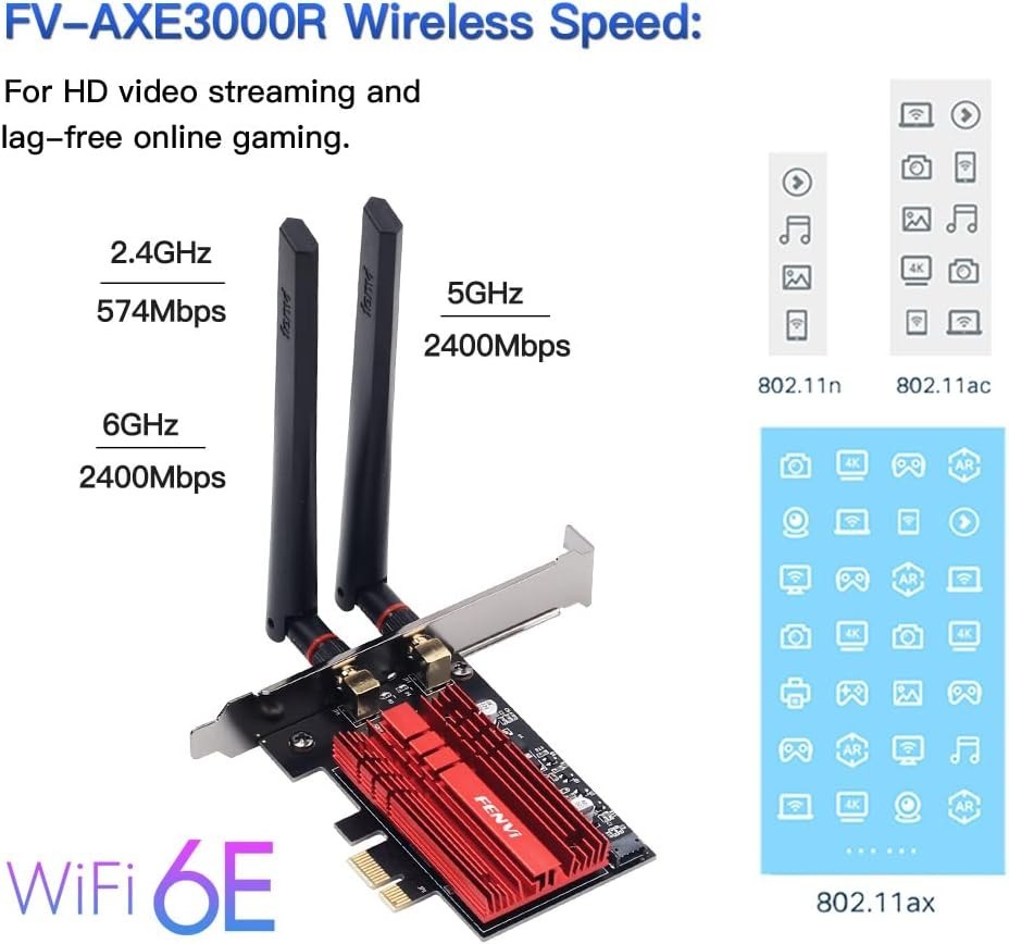 Advanced WiFi 6E AX210 Network Card - Tri-Band 5400Mbps & Powerful Bluetooth 5.3