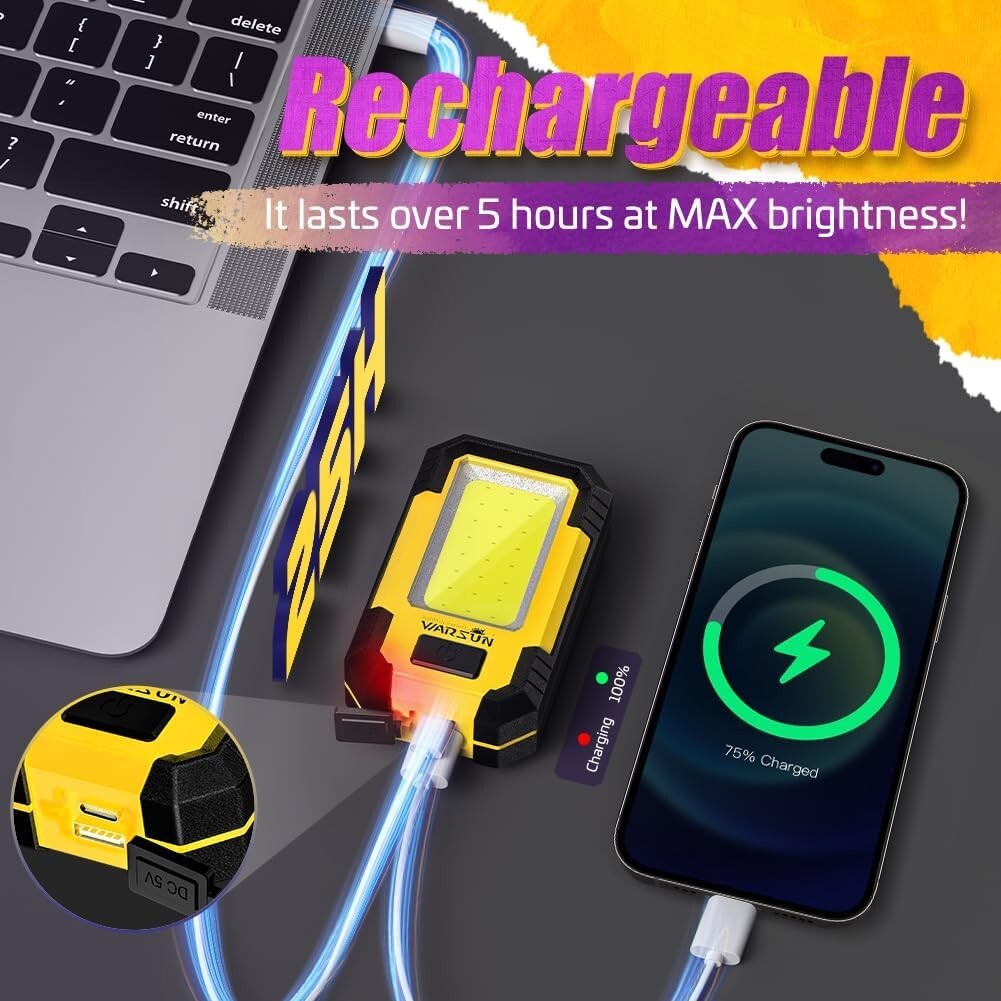 Durable 3-Pack Rechargeable LED Work Lights – Perfect for Cars, Camping & More