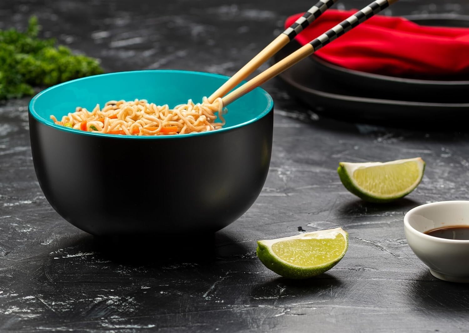 Deep Ceramic Soup Bowls Set: 4 Elegant Ramen Bowls - Microwave & Dishwasher Safe