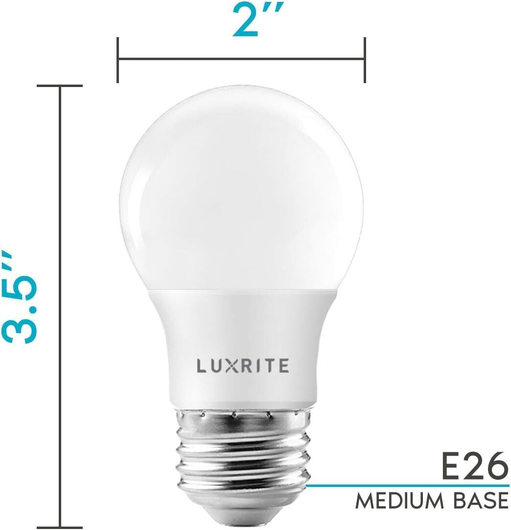 A15 LED Bulbs - Dimmable, Enclosed Rated, 10K Hours, 12 Pack Soft White 3000K
