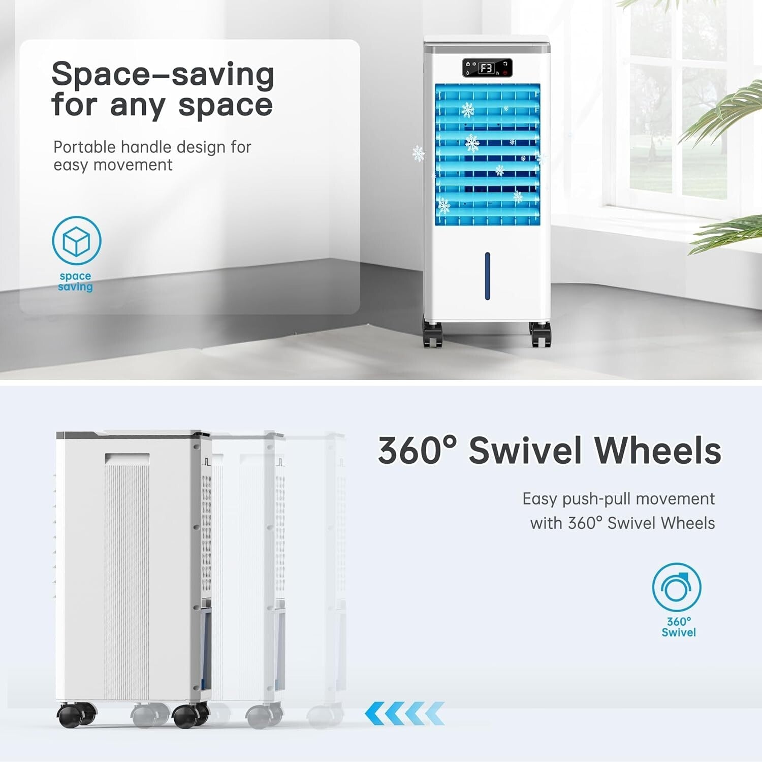 2-Gallon Evaporative Cooler with Auto Mode & Energy Savings for Ultimate Comfort