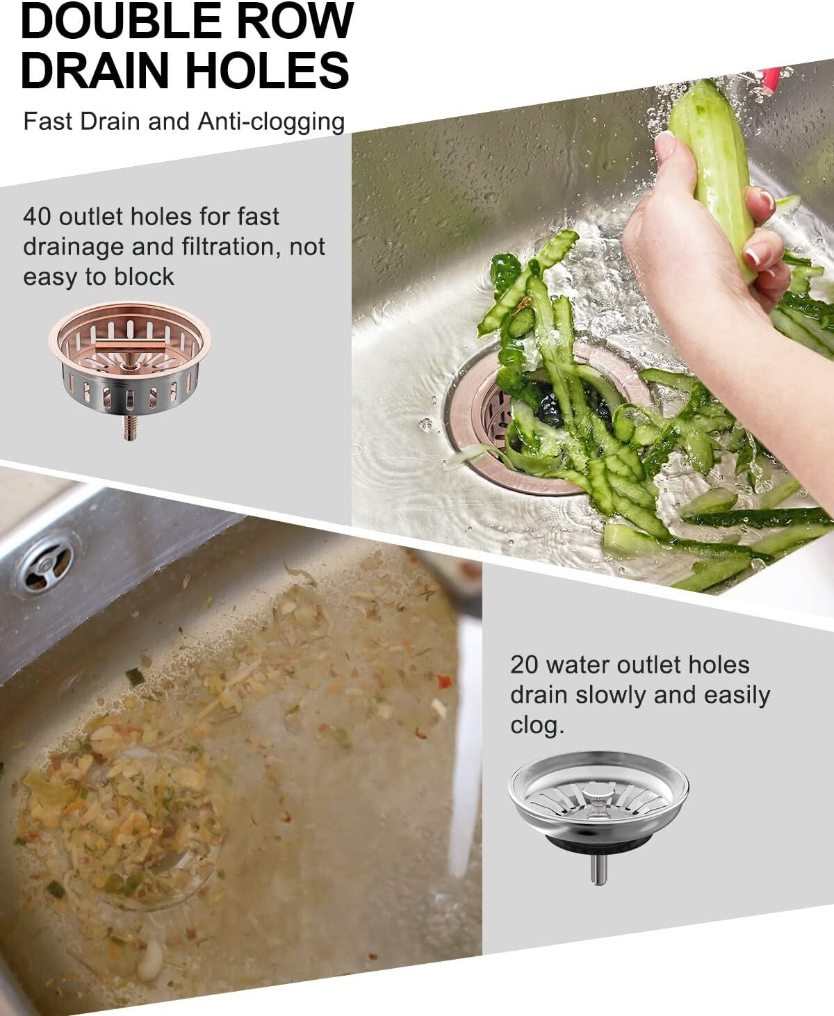 Elegant Copper Kitchen Sink Drain Kit with Removable Strainer for Easy Cleaning