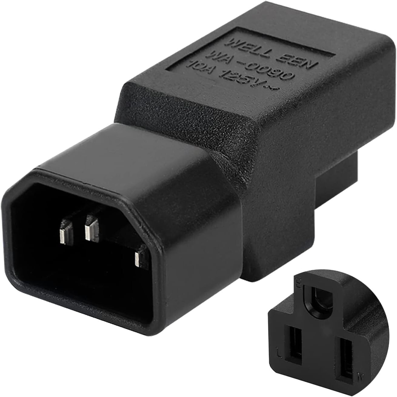 10 Pack C14 Male to NEMA 5-15R Female Power Plug - Reliable & Durable Connection