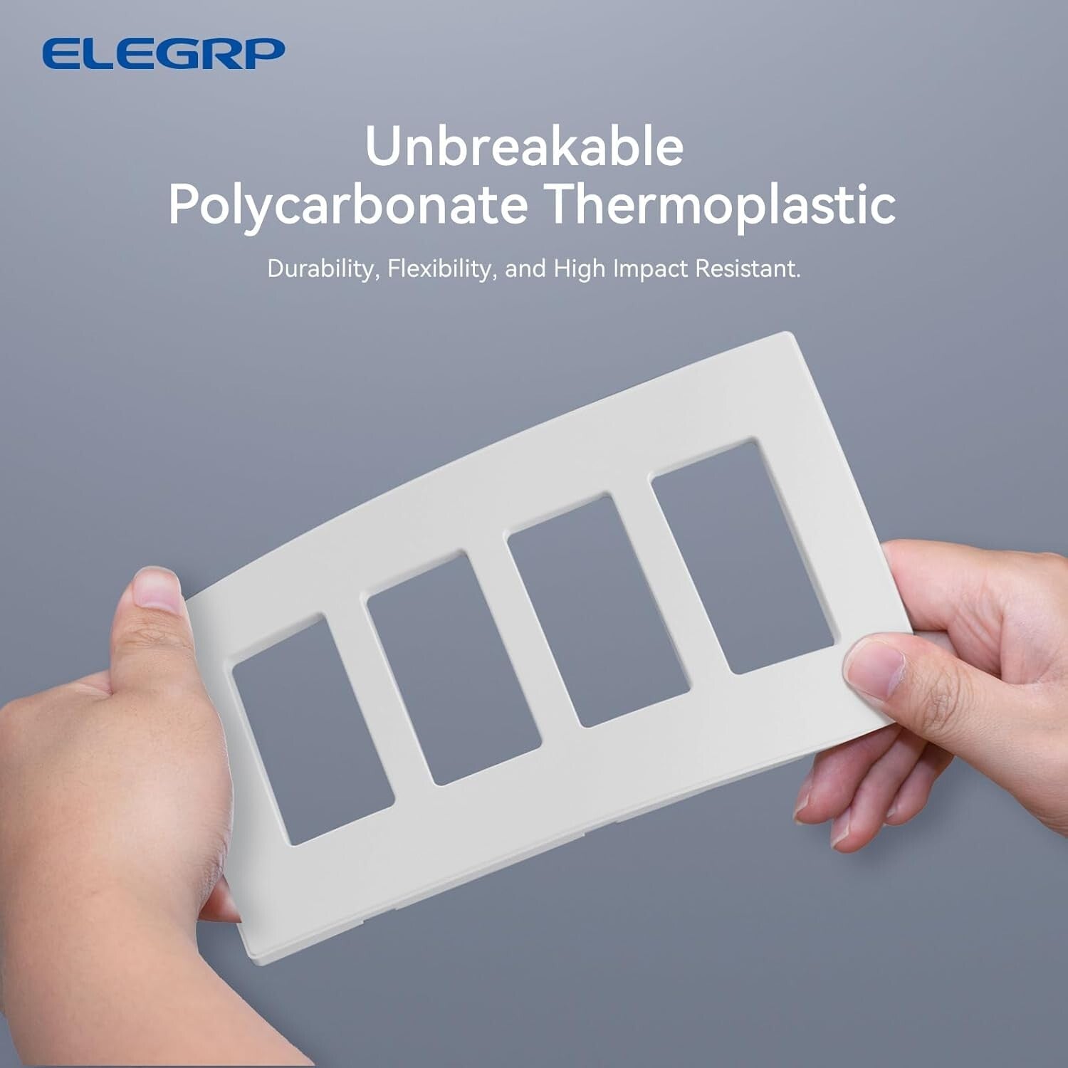 Elegant Matte 4-Gang Screwless Faceplates for Decorator Outlets - 10 Pack