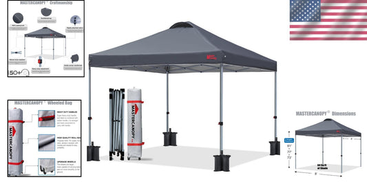 Portable 8x8 Outdoor Canopy Tent with Roller Bag - Ideal for Festivals & Camping