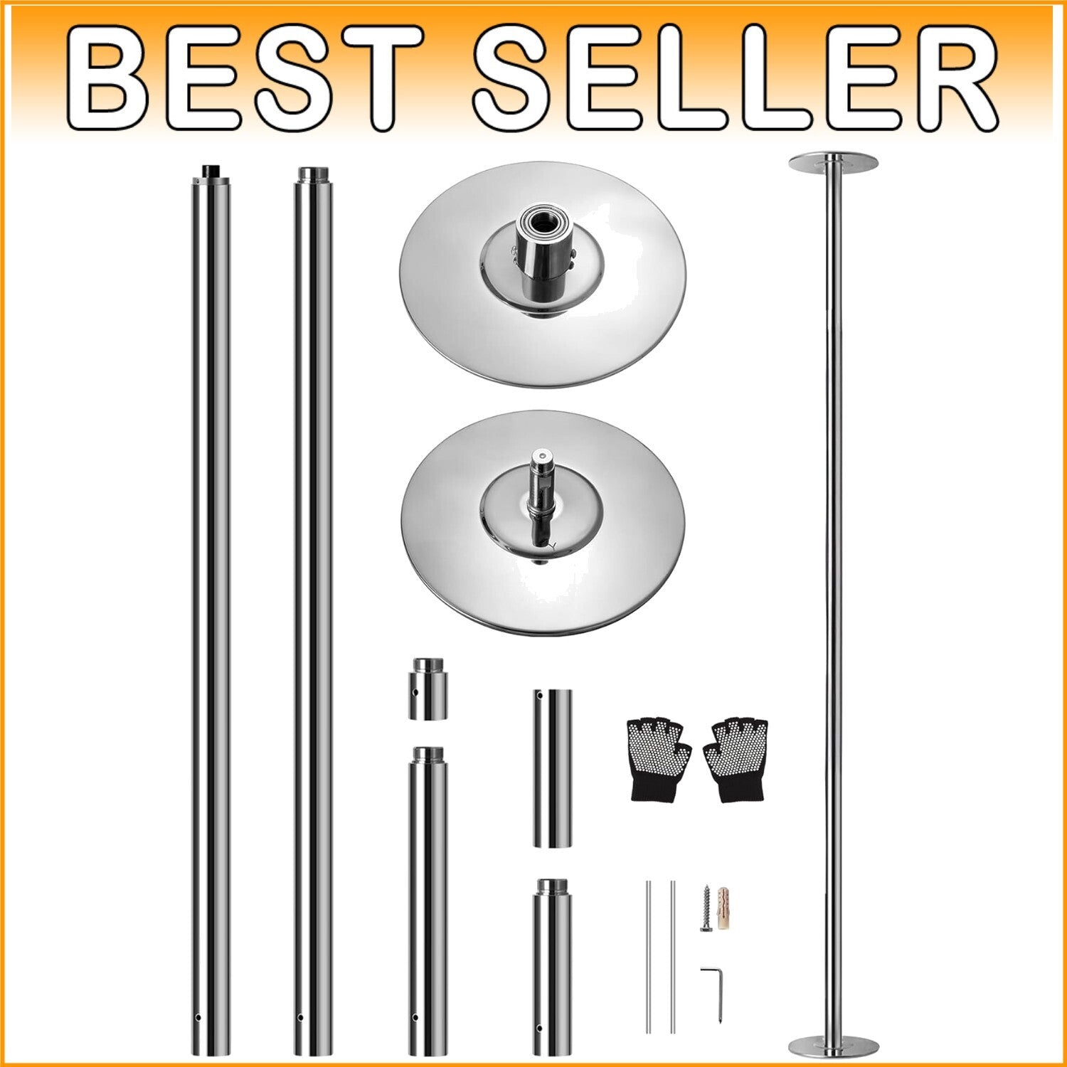 Adjustable Dance Pole for Fitness - Elegant Chrome Finish, Perfect for Parties