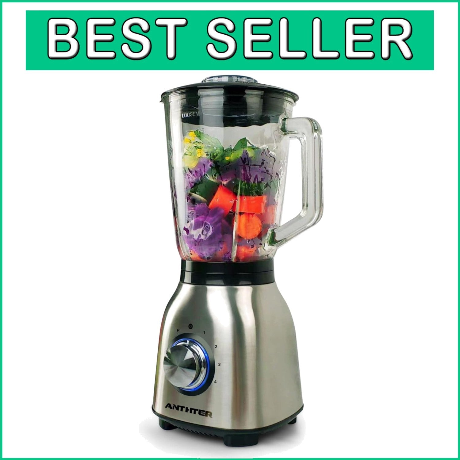 950W Professional Blender with 50 Oz Glass Jar - Perfect for Smoothies & Ice