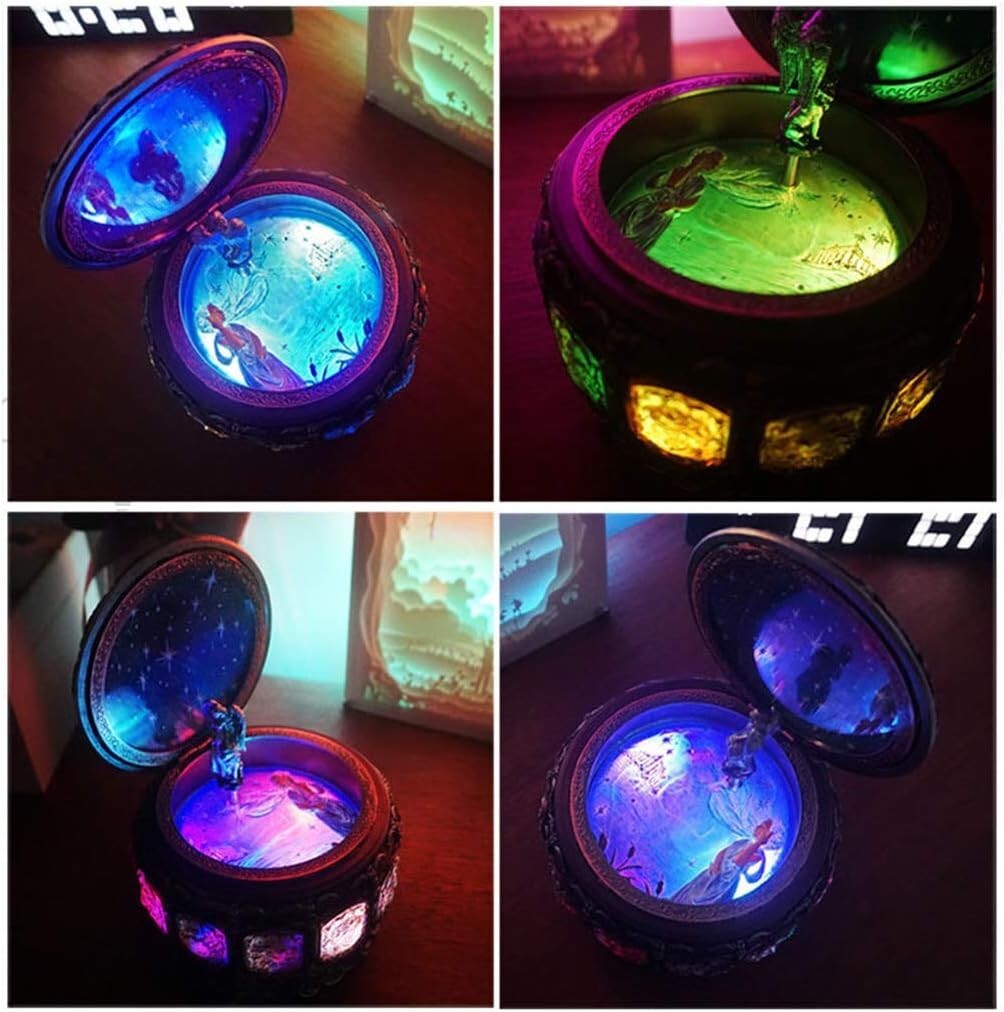 Upgraded Rotating Goddess Music Box with Twinkling LED Lights for Occasions