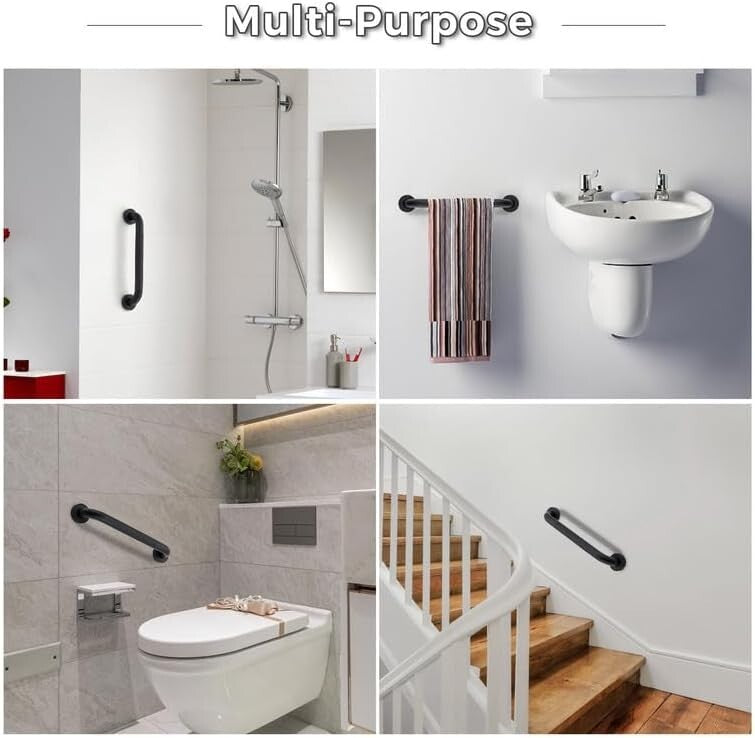 Wall-Mounted Bathroom Grab Bars - Durable 32-Inch Anti-Slip Safety Solution