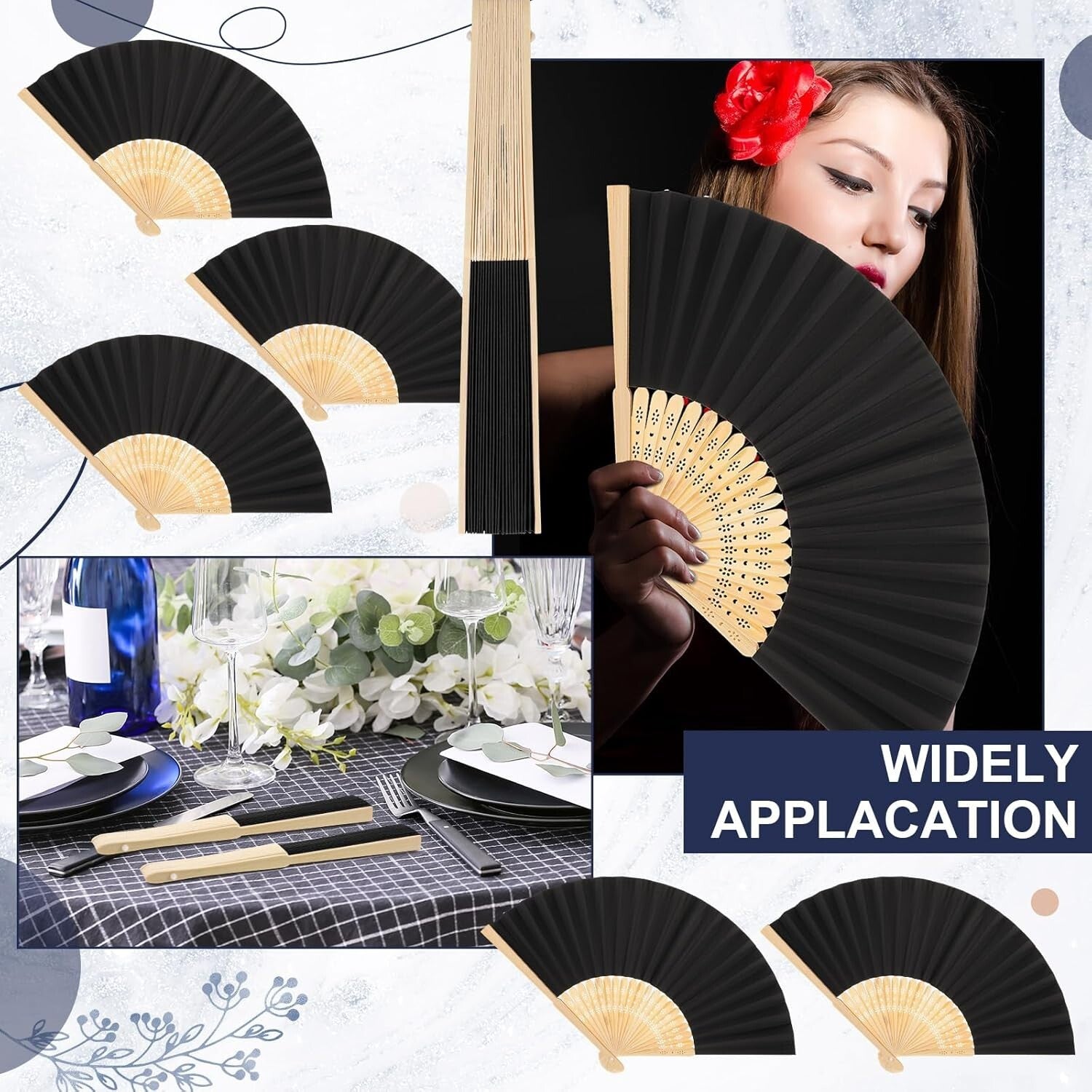 Versatile 300 Pack Handheld Bamboo Fans - Perfect for Weddings & DIY Decor