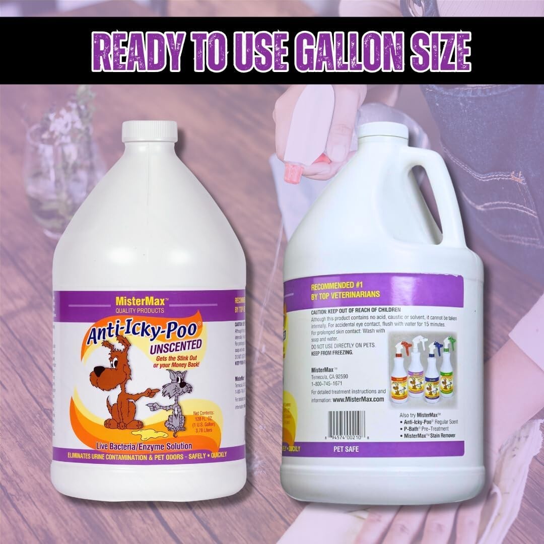 128 Fl Oz Gallon of Unscented Anti-Icky Poo - Ultimate Pet Odor Eliminator