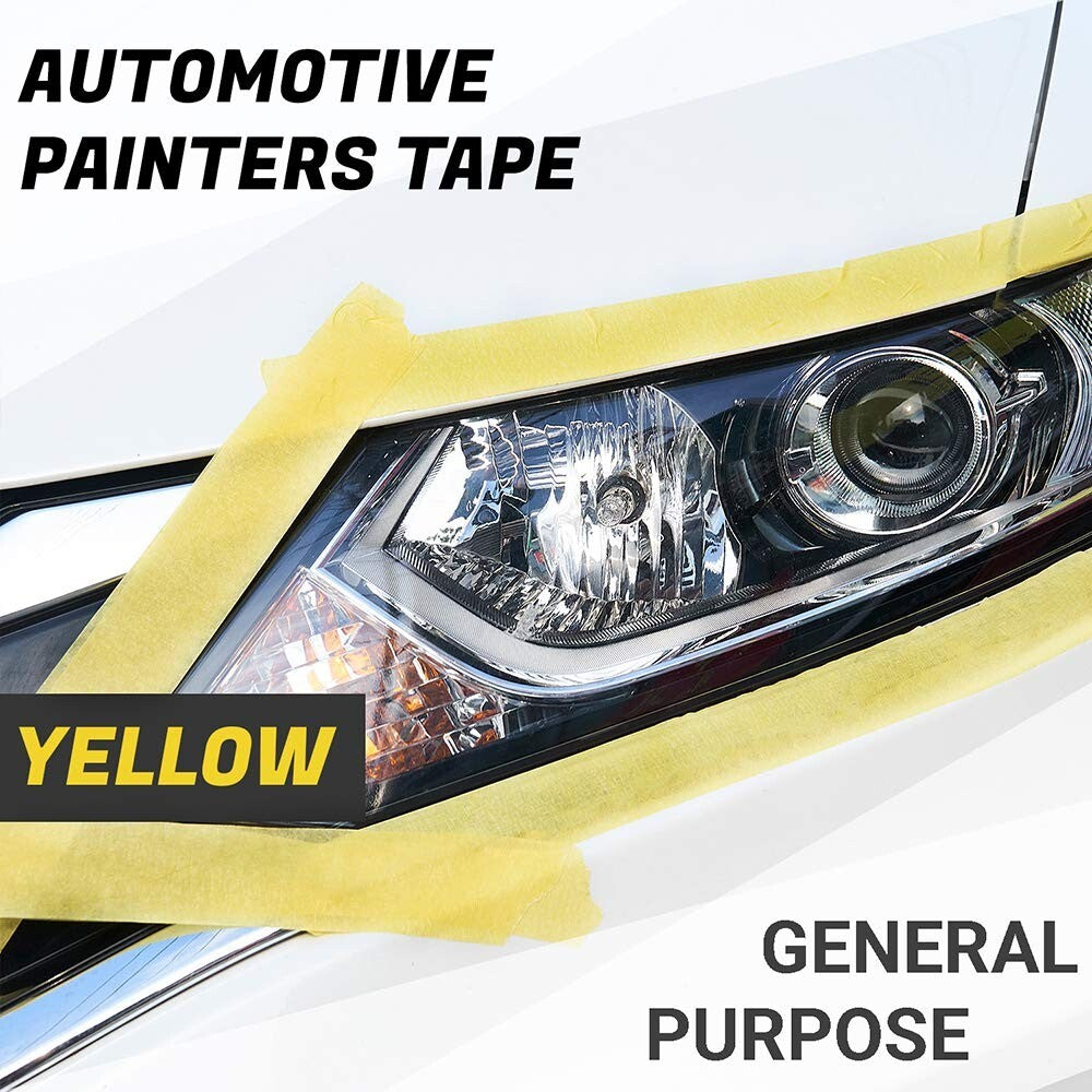 High-Performance Yellow Masking Tape for Auto Body - 10 Rolls, 600 Total Yards
