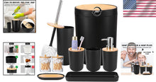 Load image into Gallery viewer, Elegant Black Bathroom Set - 9-Piece Accessories for Organization &amp; Style