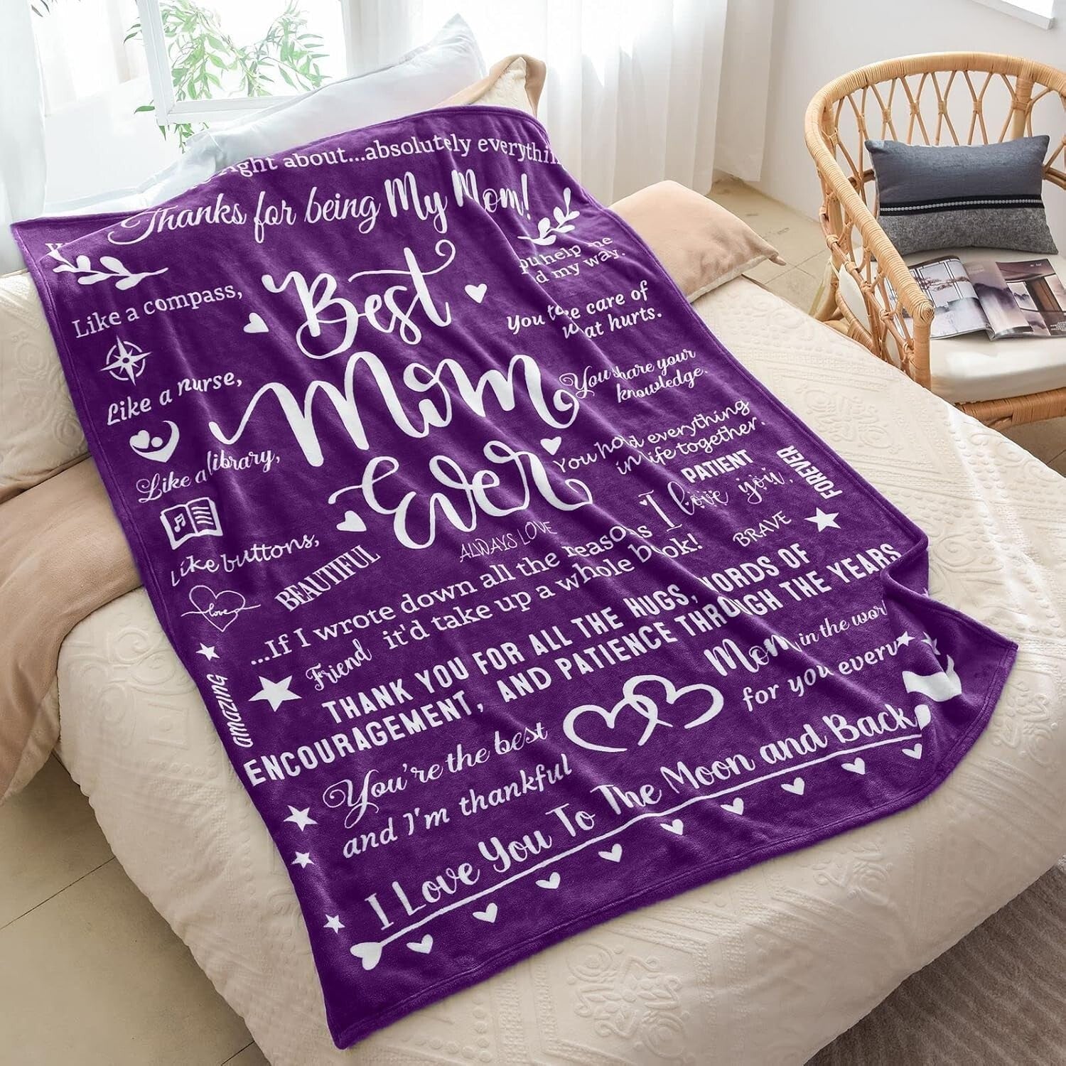 Vibrant Polyester Fleece Blanket for Moms - 70" L x 50" W, Heartfelt Gift Idea