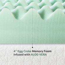 Load image into Gallery viewer, Breathable 4-Inch Twin Memory Foam Topper with Aloe Infusion for Restful Sleep