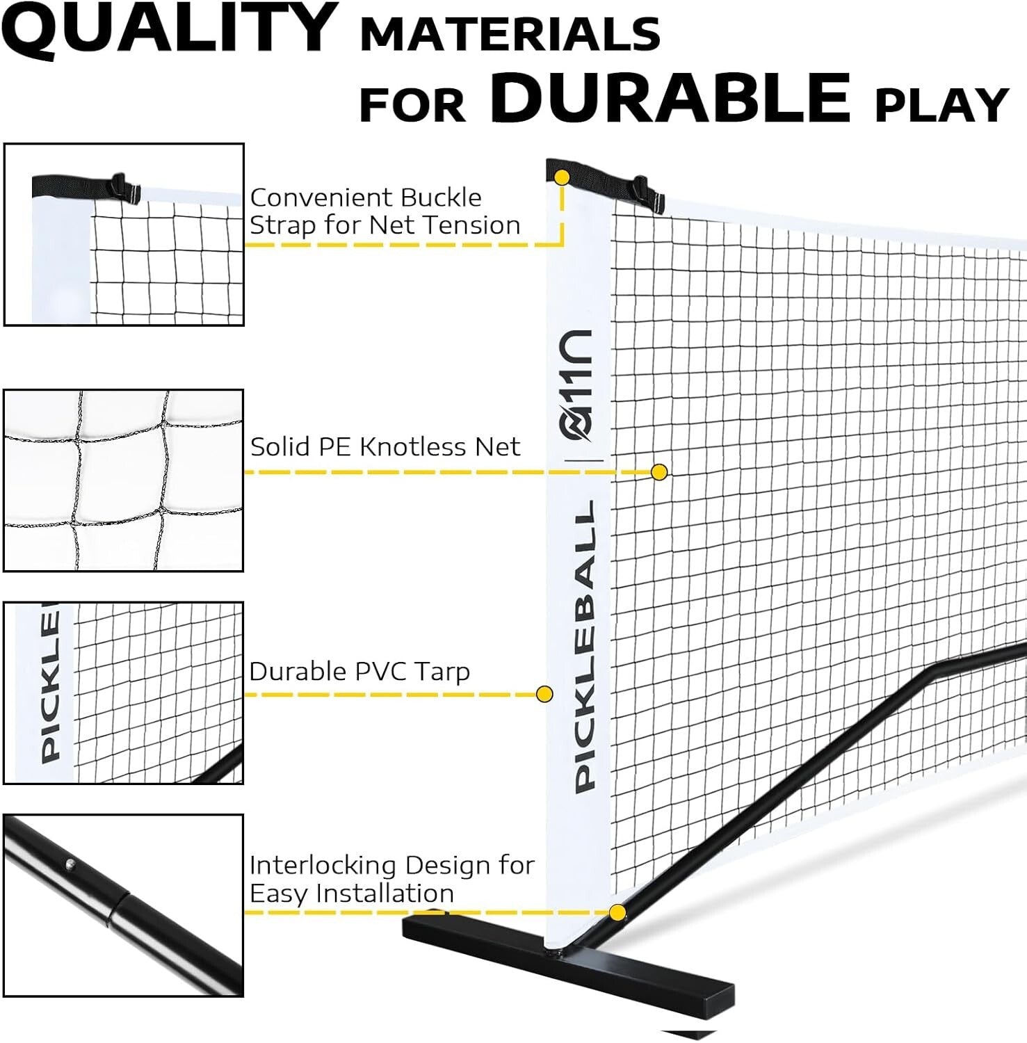 Fast Assembly Pickleball Net with Carry Bag - Perfect for Tournaments & Leisure