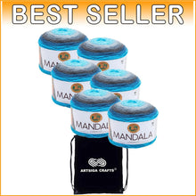 Load image into Gallery viewer, Enchanting Mandala Spirit DK Yarn Pack - 6 Same Dye Lot Skeins &amp; Project Bag