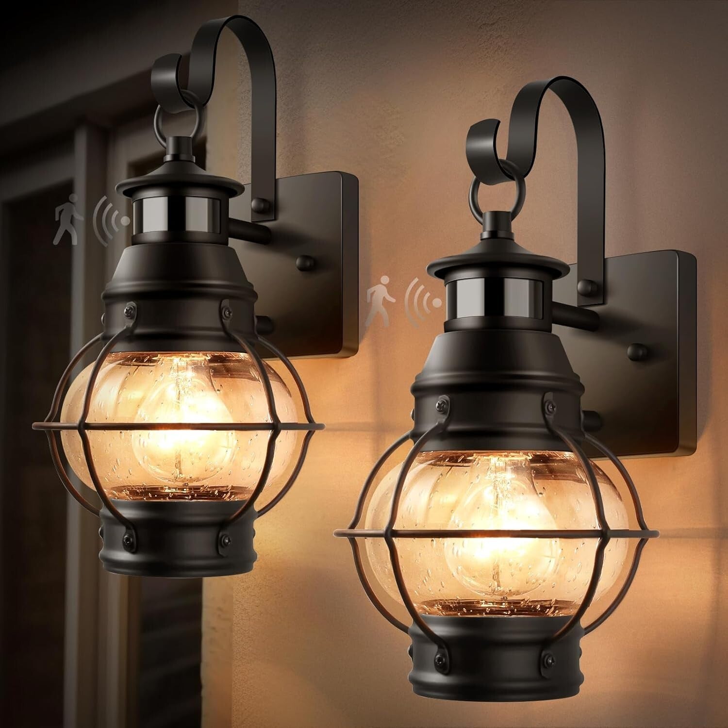 Elegant Waterproof Motion Sensor Porch Lights - 2 Pack for Gardens & Garages