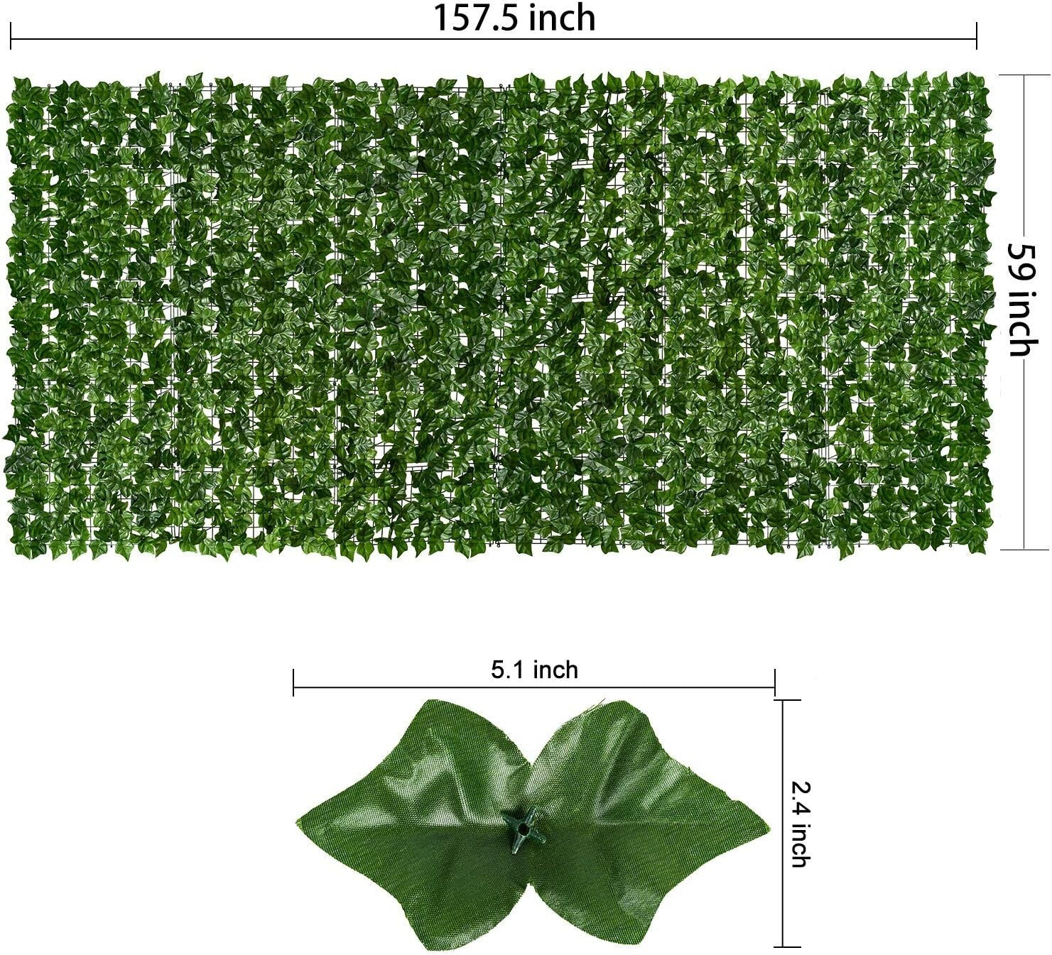 Stunning 157.5x59in Artificial Ivy Hedge Privacy Fence - Indoor/Outdoor Decor