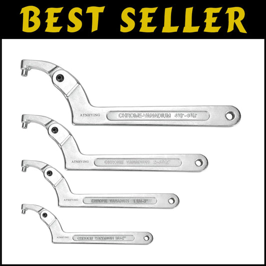 4-Piece Adjustable Spanner Wrench Set - Ideal for Vehicles and Machinery