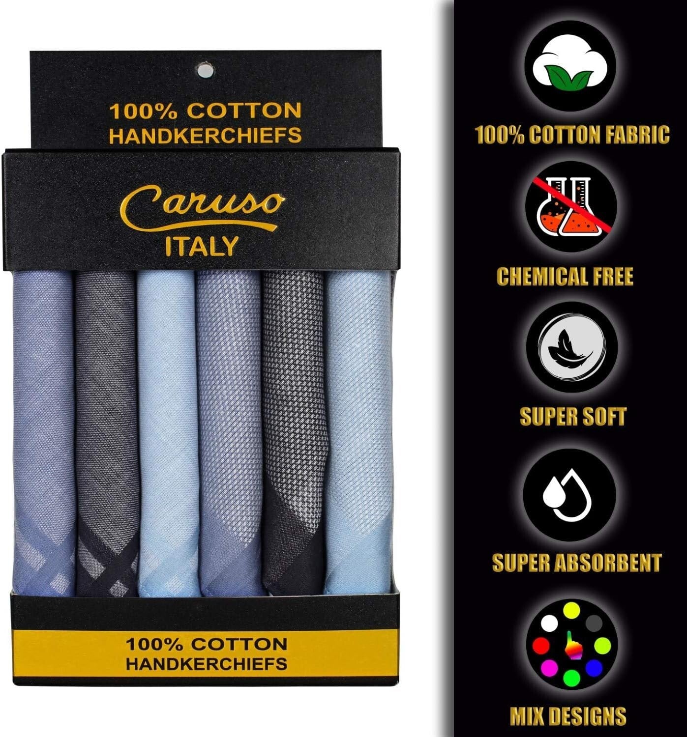 Elegant Ultra-Absorbent Cotton Handkerchiefs - Large 50cm x 50cm Size Set