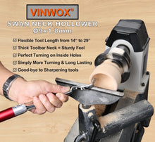 Load image into Gallery viewer, Multi-Function Carbide Tool Set for Wood Lathe - 8PC with Swan Neck Hollowers