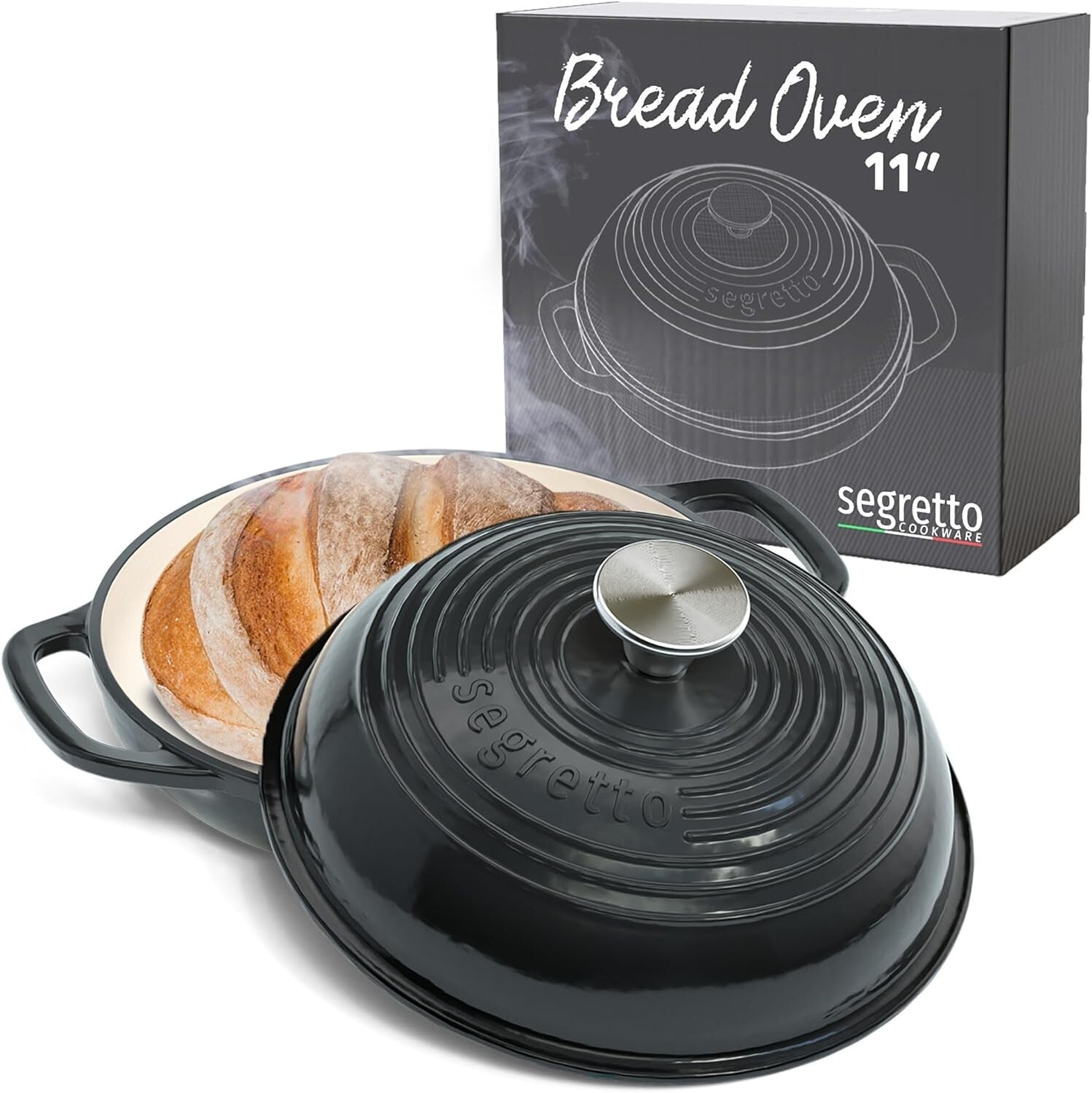 Nero Black Cast Iron Dutch Oven Bread Pan - Ideal for Home Baking Adventures