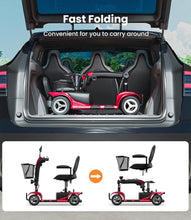 Load image into Gallery viewer, Ruby Red Electric Mobility Scooter - Foldable, Adjustable &amp; Safe for Easy Travel